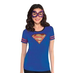 Adult Women's Superman Supergirl T-Shirt Size XL Halloween Costume Supplies NEW